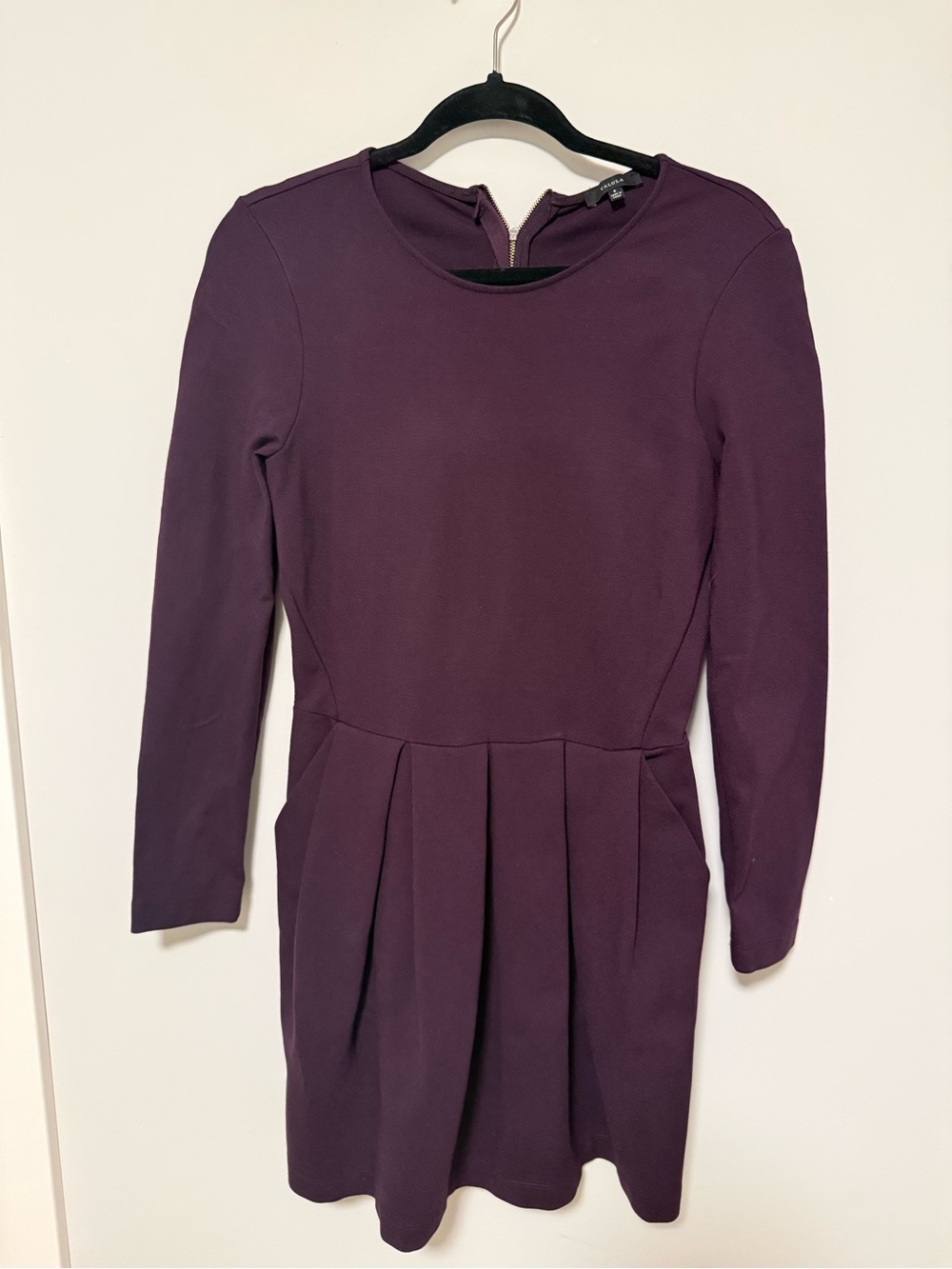 Talula Long Sleeve Pleated Waist Dress in Plum